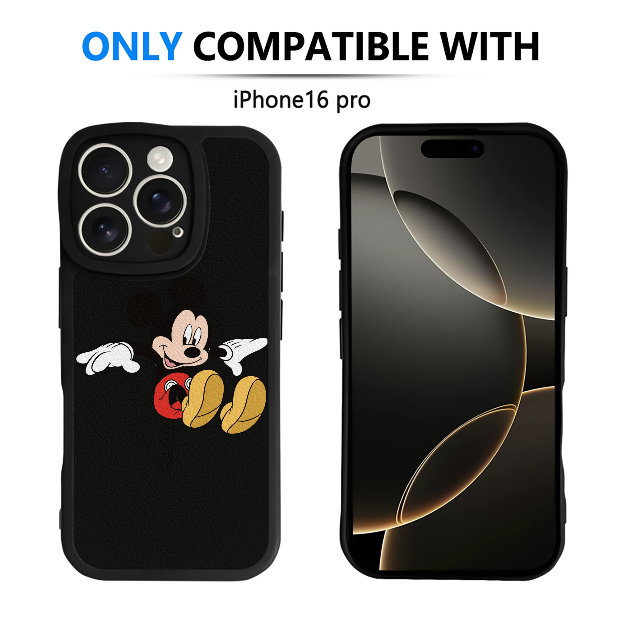 （画像用） ミッキーマウス Mickey Mouse 【iPhone 16シリーズ対応】シリコンスマホケース（レザー調） 材質：シリコン